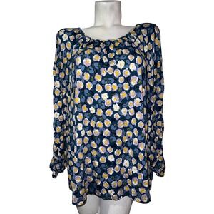Zac & Rachel Top Woman Size 3X Floral Print Long Sleeve Top Blouse Blue Purple